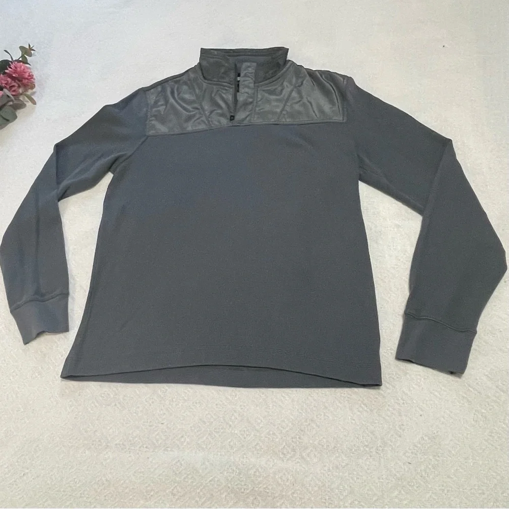 Banana Republic Gray Men's Shirt Quarter Zip Size Medium~ Pull Over‎ & Business